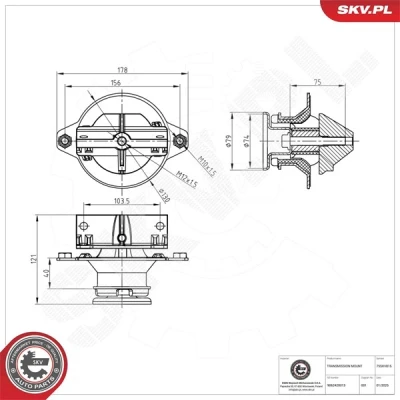 Kuva Vaihteiston tuki, autom., Edessä Esen skv 75SKV815 mercedes benz OE 68013684AA, 906 242 00 13, 05 13