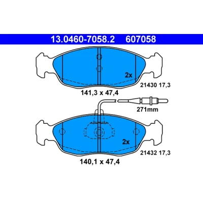 Kuva ATE 13.0460 7058.2 Jarrupalat Sis. kulumisenilmaisimen PEUGEOT: 205 II Hatchback, 306 Sedan