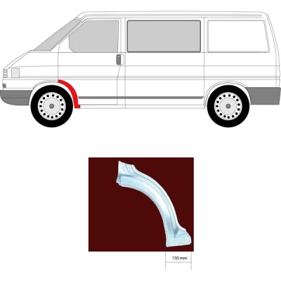 Kuva Lokasuoja, Eteen, vasen VW TRANSPORTER T4 Buss, Flak/chassi, Skåp OE