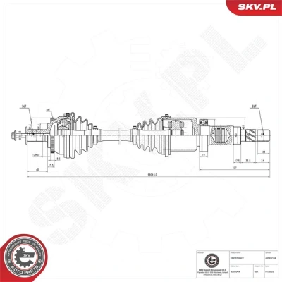 Kuva Vetoakseli, Etuakseli, oikea Esen skv 40SKV104 volvo s60 i, v70 ii OE 30735121, 30783097, 36000532