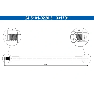 Kuva ATE 24.5101 0220.3 Jarruletku 250mm M10x1mm