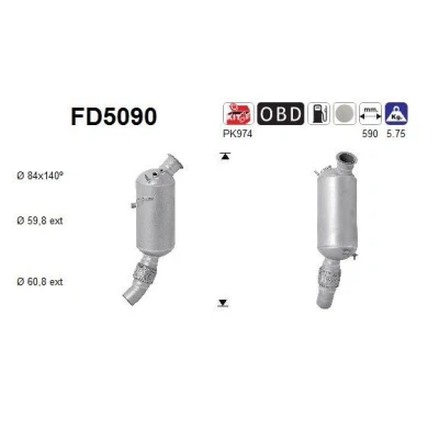 Kuva AS FD5090 Hiukkassuodatin Euro 5 Kordieriitti BMW: Touring, 1 Hatchback, X3