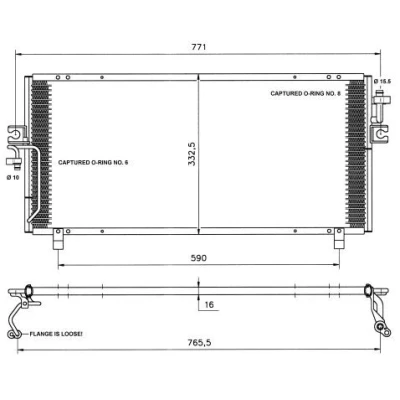 Kuva NRF EASY FIT 35195 Ilmastoinnin Lauhdutin Tiivisterenkaalla 15,5 10 Alumiini 734 NISSAN: Primera Hatchback, Sedan