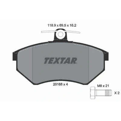 Kuva TEXTAR 2016801 Jarrupalat Ei kulumisenilmaisimelle Jarrusatulan ruuveilla VOLKSWAGEN: Corrado, Passat B3/B4 Sedan, GOLF 3 Variant
