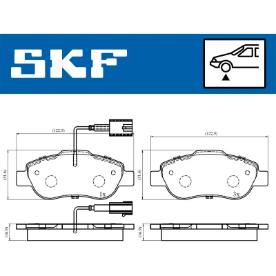 Kuva SKF VKBP 80313 E Jarrupalat Sis. kulumisenilmaisimen FIAT: Panda III Hatchback