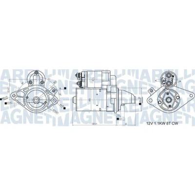 Kuva MAGNETI MARELLI 063721407010 Starttimoottori 12 1,1 8 PEUGEOT: 107 Hatchback, TOYOTA: Aygo