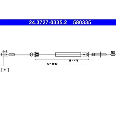 Kuva ATE 24.3727 0335.2 Käsijarruvaijeri 1840 CITROËN: C5 I Farmari, II Hatchback