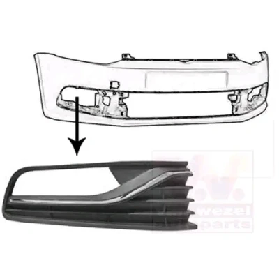 Kuva VAN WEZEL 5814594 Puskurin Ritilä reikä/reiät sumuvaloille Eteen, oikea VOLKSWAGEN: Polo V Hatchback