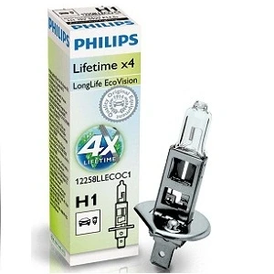 Kuva Halogeenilamppu PHILIPS LongLife EcoVision H1 P14,5s BMW, MASERATI, ROVER, HONDA, DACIA, LAND VOLVO, SUBARU, SSANGYONG, ALPINA, IVECO, SAAB,