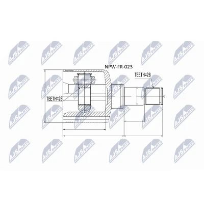 Kuva NTY NPW FR 023 Vetonivel Käsivaihteisto, 6 portainen, Käsivaihteisto Etuakseli, vasen, Vaihteiston puoli FORD: MONDEO 4 Turnier, S Max Mk1