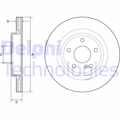 Kuva DELPHI BG4927C Jarrulevyt 295 22 5 Tuuletettu pinnoitettu käsittelemätön ilman pyöränlaakeria, ABS sensorirengasta MERCEDES BENZ: B sarja
