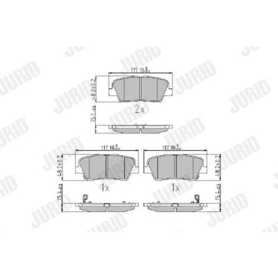 Kuva JURID 572639J Jarrupalat akustisella kulumavaroittimella Ilman tarvikkeita HYUNDAI: SANTA FE 2, KIA: SORENTO 2