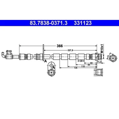 Kuva ATE 83.7838 0371.3 Jarruletku 366 M10x1 FORD: FIESTA 6 Van,