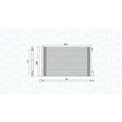Kuva MAGNETI MARELLI 350203779000 Ilmastoinnin Lauhdutin Vedenerottimella 653x393,4x12 393,4 653 12