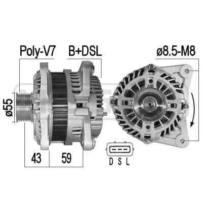 Kuva ERA 209549A Laturi 12V 120A NISSAN: Qashqai / Qashqai+2 I, Note MICRA 3