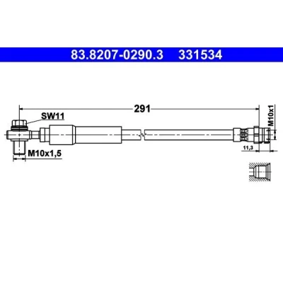 Kuva ATE 83.8207 0290.3 Jarruletku 291 M10x1 VOLKSWAGEN: Golf 7 Variant