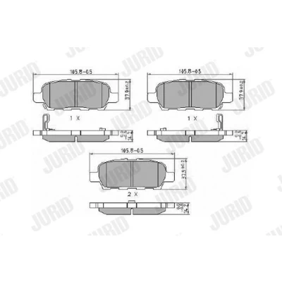 Kuva JURID 572501J Jarrupalat akustisella kulumavaroittimella Ilman tarvikkeita NISSAN: Qashqai / Qashqai+2 I, X Trail, Leaf SUZUKI: Grand Vitara 2 SUV