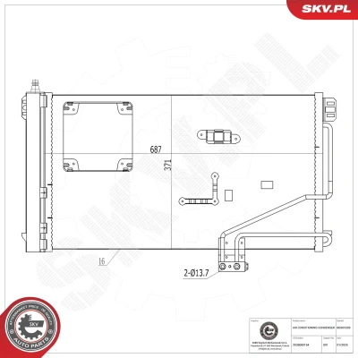 Kuva ESEN SKV 86SKV293 Ilmastoinnin Lauhdutin Vedenerottimella Alumiini 687mm MERCEDES BENZ: C sarja T modell
