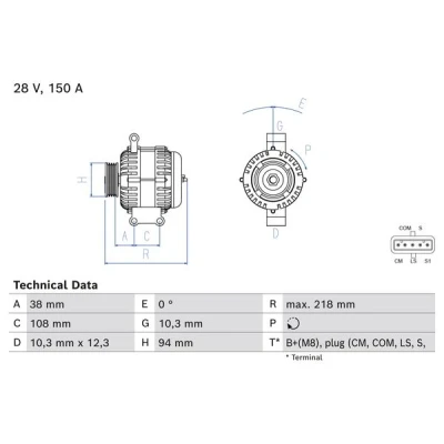 Kuva BOSCH 0 986 084 280 Laturi 28V 150A