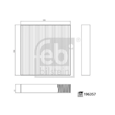 Kuva FEBI BILSTEIN 196357 Raitisilmasuodatin Siitepölysuodin 206mm 203mm 35mm