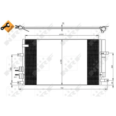 Kuva NRF EASY FIT 35911 Ilmastoinnin Lauhdutin Tiivisteillä Vedenerottimella 11,8 8,7 Alumiini 610 ALFA ROMEO: 159 Sedan, Sportwagon