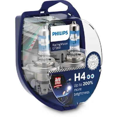 Kuva Halogeenilamppu PHILIPS RacingVision GT200 H4 P43t 38 BMW, ROVER, HONDA, DACIA, LAND JEEP, SUBARU, VOLVO, SSANGYONG, PLYMOUTH, SUZUKI, AUSTI