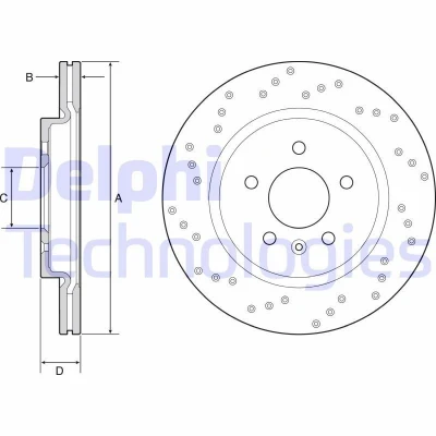 Kuva DELPHI BG4923C Jarrulevyt 315 23 5 Tuuletettu pinnoitettu käsittelemätön ilman pyöränlaakeria, ABS sensorirengasta OPEL: Astra J GTC