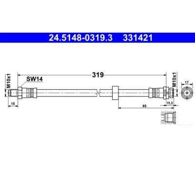 Kuva ATE 24.5148 0319.3 Jarruletku 319 M10x1 FORD: Transit Connect Mk1 Van