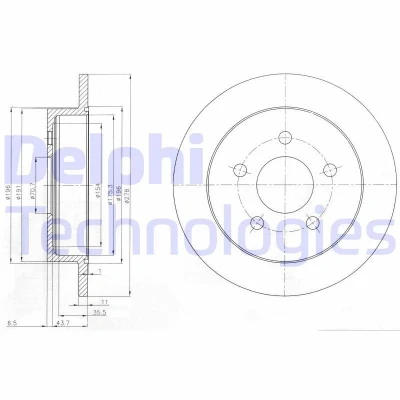 Kuva DELPHI BG3143 Jarrulevyt 279 11 5 täysi rasvattu käsittelemätön ilman pyöränlaakeria, ABS sensorirengasta CHEVROLET: Trans Sport