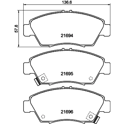 Kuva HELLA 8DB 355 016 461 Jarrupalat akustisella kulumavaroittimella HONDA: CIVIC 7 Hatchback, 8, 9 Stufenheck