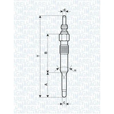Kuva MAGNETI MARELLI 062900006304 Hehkutulppa 11V 10A M10X1 VOLKSWAGEN: Transporter 5, Multivan 5 (7HM, Caddy 3, AUDI: A4 B6 Sedan, A2, A6 C5 Avant