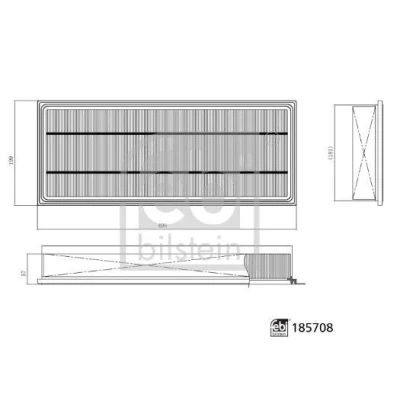 Kuva FEBI BILSTEIN 185708 Raitisilmasuodatin Siitepölysuodin 498mm 199mm 57mm
