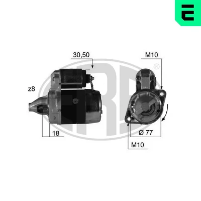 Kuva ERA 220382A Starttimoottori 12 0,9 8 MITSUBISHI: L200 II Pick up, III PAJERO 2, HYUNDAI: Santa Fe I, Matrix, KIA: Cerato Hatchback
