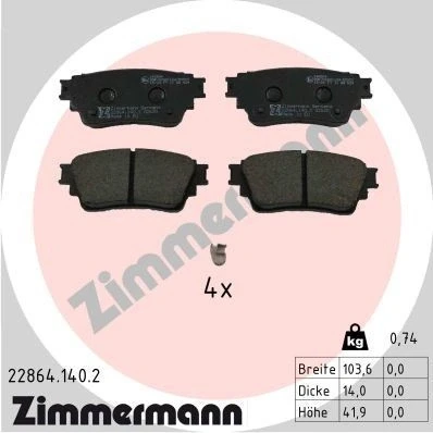 Kuva ZIMMERMANN 22864.140.2 Jarrupalat Ei kulumisenilmaisimelle Valokuva vastaa toimituslaajuutta, Jousella MITSUBISHI: OUTLANDER 3, Eclipse Cross