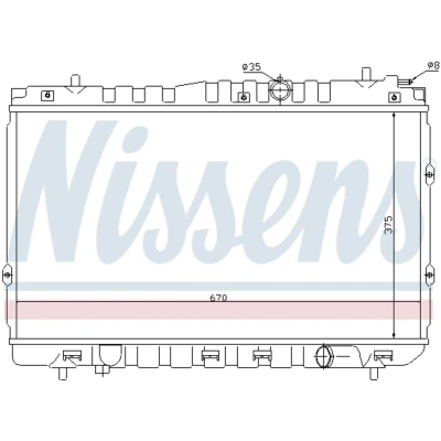 Kuva NISSENS 66680 Jäähdytin Alumiini 375 670 25 Jäähdytysrivat juotetut KIA: Cerato Sedan, Hatchback