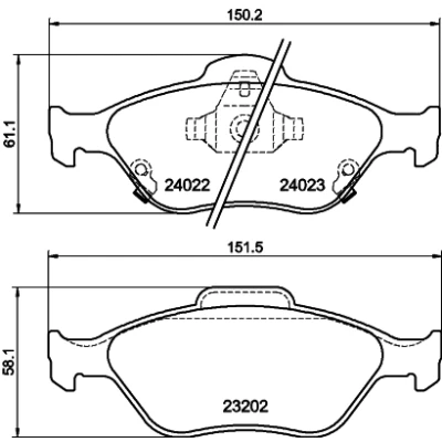 Kuva HELLA 8DB 355 006 721 Jarrupalat akustisella kulumavaroittimella TOYOTA: Yaris II Hatchback, III Hatchback