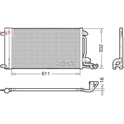 Kuva DENSO DCN02034 Ilmastoinnin Lauhdutin Vedenerottimella R 134a VOLKSWAGEN: Polo V Hatchback