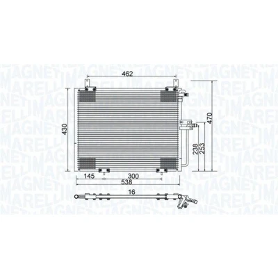 Kuva MAGNETI MARELLI 350203988000 Ilmastoinnin Lauhdutin 538x430x16 430 538 16 MERCEDES BENZ: W124 Sedan, Coupe, E sarja T modell
