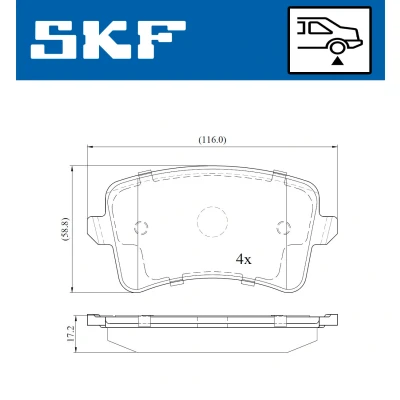 Kuva SKF VKBP 90150 Jarrupalat Ei kulumisenilmaisimelle Tarvikkeilla AUDI: A5 B8 Sportback