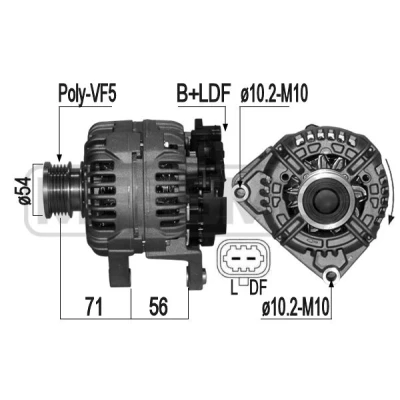 Kuva ERA 209242A Laturi 14V 120A OPEL: Corsa D Hatchback, Zafira B, Astra H Caravan
