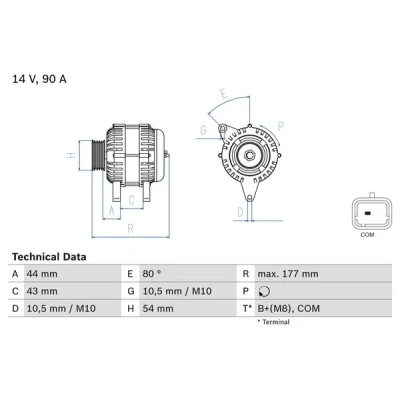 Kuva BOSCH 0 986 083 390 Laturi 14V 90A CITROËN: C4 II Hatchback, DS3 C3 Picasso