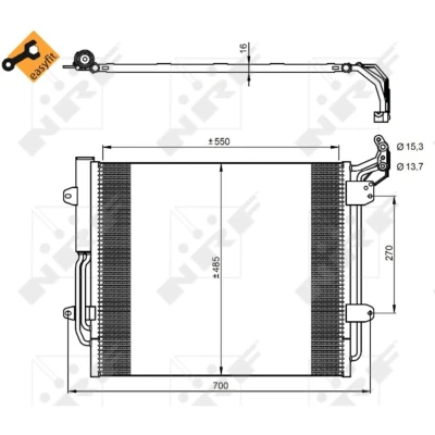 Kuva NRF EASY FIT 350054 Ilmastoinnin Lauhdutin Vedenerottimella, Tiivisterenkaalla 15,3 13,7 Alumiini 550
