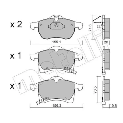 Kuva Jarrupalasarja, levyjarru, Etuakseli OPEL, VAUXHALL OE 1605009, 1605035, 1605957