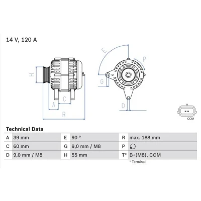 Kuva BOSCH 0 986 080 990 Laturi 14V 120A RENAULT: MEGANE 3 Grandtour, 2 Kombi, GRAND SCENIC