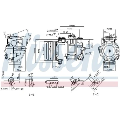 Kuva NISSENS 890696 Ilmastoinnin Kompressori 6SBU16C 12 PAG 46 R 134a MERCEDES BENZ: E sarja Sedan, C T modell, modell