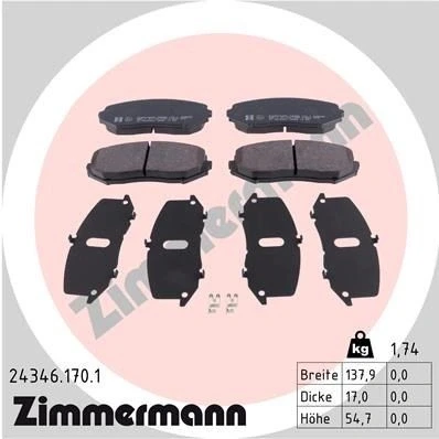 Kuva ZIMMERMANN 24346.170.1 Jarrupalat akustisella kulumavaroittimella Valokuva vastaa toimituslaajuutta SUZUKI: Grand Vitara 2 SUV