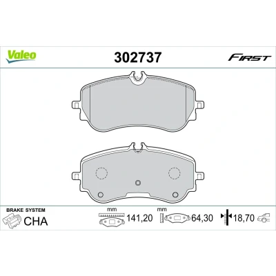 Kuva VALEO 302737 Jarrupalat Taka akseli Ilman kulumisenilmaisinta Huudonvaimennuspellillä VOLKSWAGEN: Crafter Van, Amarok Pick up, MAN: TGE Umpikori