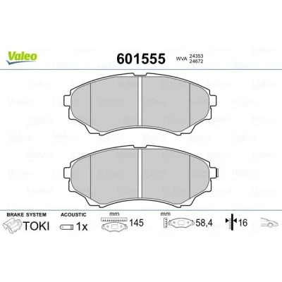 Kuva VALEO 601555 Jarrupalat Etuakseli Sis. kulumisenilmaisimen Huudonvaimennuspellillä FORD: Ranger Mk2
