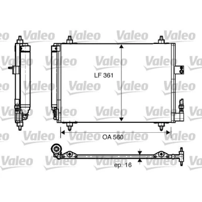 Kuva VALEO 817824 Ilmastoinnin Lauhdutin Vedenerottimella Alumiini 361 R 134a CITROËN: C5 II Farmari, Hatchback, PEUGEOT: 407 SW