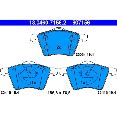 Kuva ATE 13.0460 7156.2 Jarrupalat Ei kulumisenilmaisimelle, Ilman kulumisenilmaisinta FORD: Galaxy Mk1 MPV